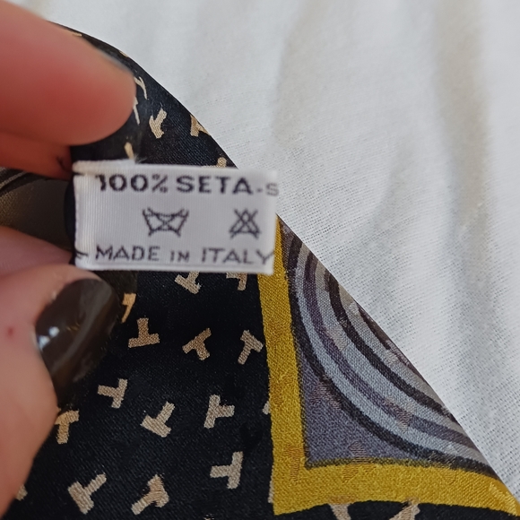 Vintage Black Floral 100% Silk Tiffany & Co    Scarf - Picture 3 of 5